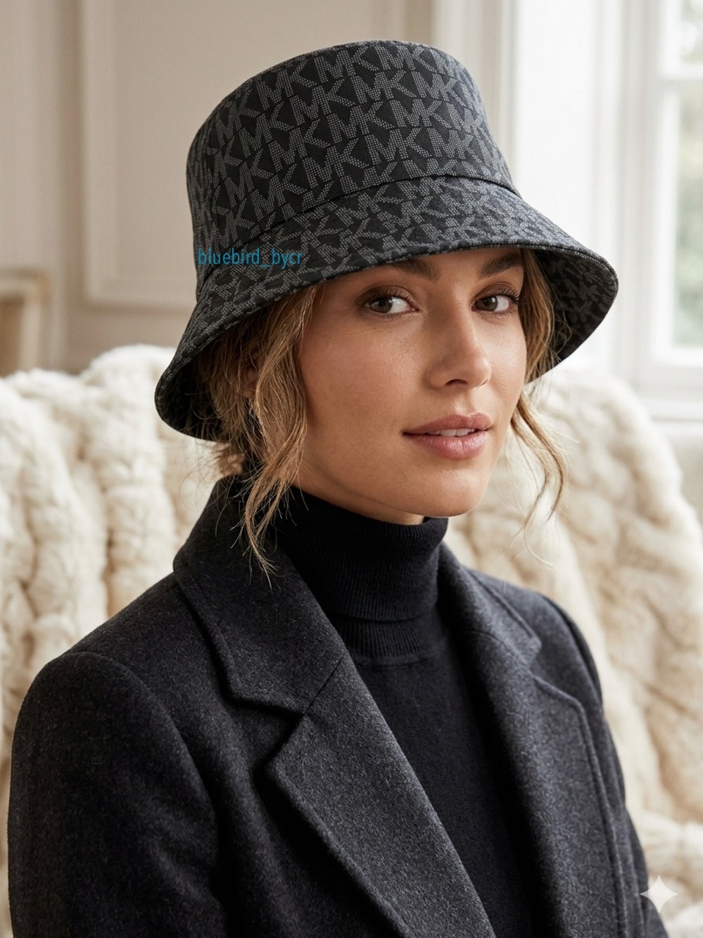 Michael Kors Black Monogram Bucket Hat